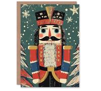 Artery8 Nutcracker Soldier Doll Pine Trees Snow Blank For Him Or Her Art Xmas Festive Christmas Card