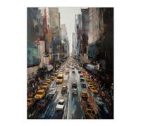 Artery8 NYC New York Rush Hour Traffic Acrylic Painting 5th Avenue Yellow Cabs Large Wall Art Poster Print Thick Paper 18X24 Inch | Size: W18" x H24" Artery8 Multicolor W18" x H24"
