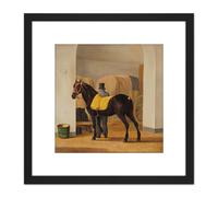 Artery8 Oberman Van Der Hoop's Trotter De Rot Horse 8X8 Inch Square Wooden Framed Wall Art Print Picture with Mount in Black Artery8 Black