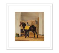 Artery8 Oberman Van Der Hoop's Trotter De Rot Horse 8X8 Inch Square Wooden Framed Wall Art Print Picture with Mount in White Artery8 White