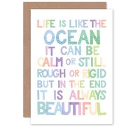 Artery8 Ocean Always Beautiful Greetings Card in White Artery8 White