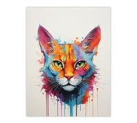 Wall Art Print Ocicat Cat Lover Gift Pet Portrait Orange Blue Pink Artwork Painting Poster Artery8 Multi W24 inch x H32 inch