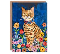 Artery8 Ocicat Wildflower Meadow Pet Portrait Cat Lover Blank For Him Or Her Art Birthday Card
