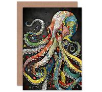 Artery8 Octopus Eyes Colourful Doodle for Him or Her Birthday Greeting Card Artery8 Multicolor