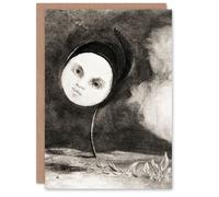 Artery8 Odilon Redon Art Card Strange Flower with a Face in Grey Artery8 Grey