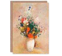 Artery8 Odilon Redon Art Card Vase of Flowers in Pink Background