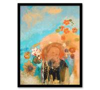 Artery8 Odilon Redon Framed Wall Art Evocation of Roussel Floral Portrait in Blue | Size: A4 Artery8 Blue A4