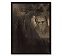 Artery8 Odilon Redon Framed Wall Art Print Apparition Eerie Charcoal Painting - A3 Size