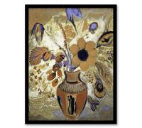 Artery8 Odilon Redon Framed Wall Art Print Etruscan Vase With Flowers - A4 Size