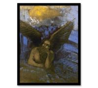 Artery8 Odilon Redon Framed Wall Art Print Old Angel Winged Sphinx Painting - A4 Size