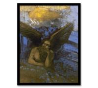 Artery8 Odilon Redon Framed Wall Art Print Old Angel Winged Sphinx Painting | Size: A3 Artery8 Multicolor A3