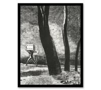 Artery8 Odilon Redon Framed Wall Art Print The Gambler Charcoal Painting - A3 Size
