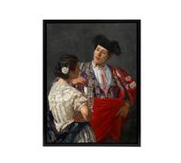 Artery8 Offering The Panel To A Bullfighter Cassatt Black Framed Canvas Art in Grey | Size: W24" x H32" Artery8 Grey W24" x H32"