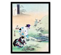 Artery8 Ogata Gekko Framed Wall Art Print Beauties Harvesting Bracken in Green | Size: A3 Artery8 Green A3