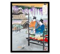 Artery8 Ogata Gekko Framed Wall Art Print Maidens Overlooking Fish Pond | Size: A4 Artery8 Multicolor A4