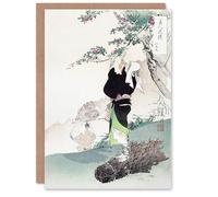 Artery8 Ogata Gekko Japanese Art Card Woman Picking Mountain Cherry