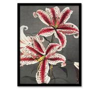 Artery8 Ogawa Kazumasa Framed Wall Art Print Pink Spotted Lily Flower Blooms - A4 Size