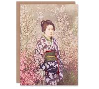 Artery8 Ogawa Kazumasa Japanese Art Card Geisha And Cherry Blossom