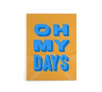 Artery8 Oh My Days Fun Orange Blue Retro Typography Canvas Wall Art Print | Size: W24" x H32" Artery8 Orange W24" x H32"