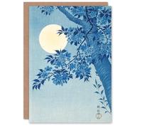 Artery8 Ohara Koson Art Card Blossoming Cherry on Moonlit Night