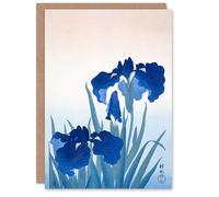 Artery8 Ohara Koson Art Card Blue Iris Flowers Floral Japanese