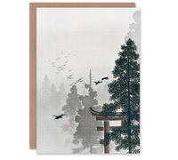 Artery8 Ohara Koson Art Card Flock Of Birds And A Torii Gate