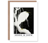 Artery8 Ohara Koson Heron In Snow Greeting Card - Elegant Japanese Bird Art Card