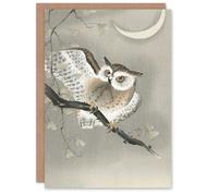 Artery8 Ohara Koson Art Card Long Eared Owl And Moon Ukiyo-e