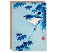 Artery8 Ohara Koson Art Card Robin On a Maple Tree Branch