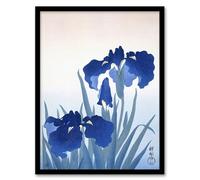 Artery8 Ohara Koson Blue Iris Flowers Floral Japanese Framed Wall Art Print Home Décor A3