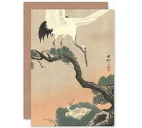Artery8 Ohara Koson Crane Branch Of Pine Japanese Painting Fine Art Greeting Card Plus Envelope Blank Inside