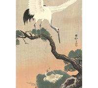 Artery8 Ohara Koson Crane Branch Of Pine Japanese Painting Large XL Wall Art Canvas Print
