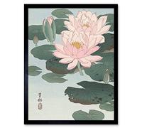 Artery8 Ohara Koson Flowering Water Lily Painting Art Print Framed Poster Wall Decor 12x16 inch