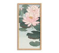 Artery8 Ohara Koson Flowering Water Lily Painting Framed Wall Art Print Long 25X12 Inch