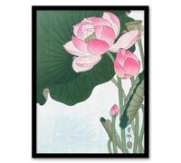Artery8 Ohara Koson Framed Wall Art Print Blooming Lotus Flowers - A3 Size
