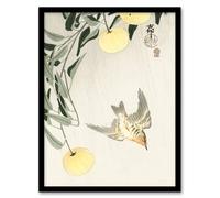 Artery8 Ohara Koson Framed Wall Art Print Cuckoo In Early Summer Rain in Yellow | Size: A3 Artery8 Yellow A3