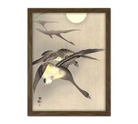 Artery8 Ohara Koson Geese At Full Moon Japanese Painting Artwork Framed Wall Art Print 18X24 Inch