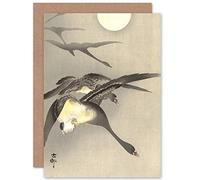 Artery8 Ohara Koson Geese At Full Moon Japanese Painting Fine Art Greeting Card Plus Envelope Blank Inside