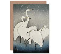 Artery8 Ohara Koson Group Of Egrets Japanese Painting Fine Art Greeting Card Plus Envelope Blank Inside