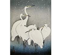 Artery8 Ohara Koson Group Of Egrets Japanese Painting Unframed Wall Art Print Poster Home Decor Premium
