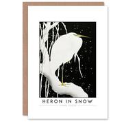 Artery8 Ohara Koson Heron In Snow Greeting Card - Elegant Japanese Bird Art Card