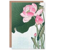 Artery8 Ohara Koson Japanese Art Card Blooming Lotus Flowers