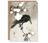 Artery8 Ohara Koson Japanese Art Card Crow With Cherry Blossom Flowers