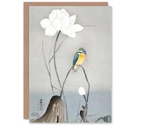 Artery8 Ohara Koson Japanese Art Card Kingfisher With Lotus Flower