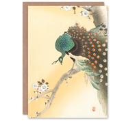 Artery8 Ohara Koson Japanese Art Card Peacock On A Cherry Blossom Tree