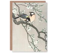 Artery8 Ohara Koson Japanese Art Card Tits Birds On Blooming Cherry Branch
