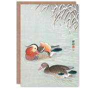 Artery8 Ohara Koson Japanese Art Card Two Mandarin Ducks in Snow