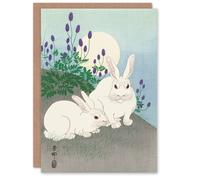 Artery8 Ohara Koson Japanese Art Card Two Rabbits At Full Moon