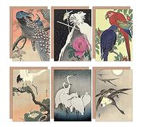 Ohara Koson Japan Geese Egrets Crane Parrot Bluechat Peacocks Fine Art Greeting Card Pack of 6 Artery8 Multi One Size