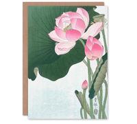 Artery8 Ohara Koson Japanese Personalised Art Card Blooming Lotus Flowers